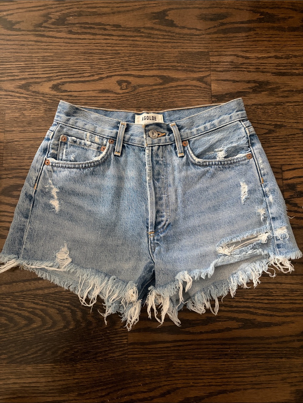 Agolde Parker Vintage Cutoff Denim Shorts in color Swapmeet